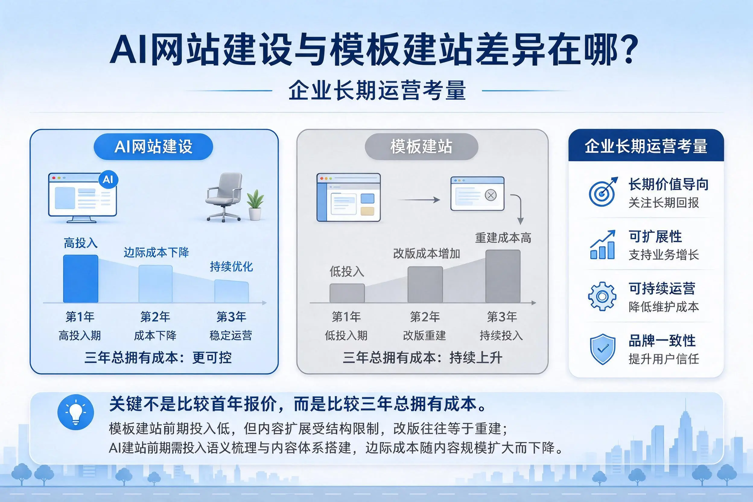 AI网站建设与模板建站差异在哪?遵义企业长期运营考量